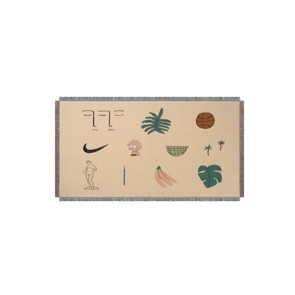 モロッコトロピカルイェロー/150 x 90 cm 長方形/1・面白い 柄 おしゃれ ブランケット・LAのアーティスト がポップカルチャーから自然、そして自身が作り出す幻想的な世界を表現・鮮やかなモロッコ柄の模様は、力強く大胆に織られていま...