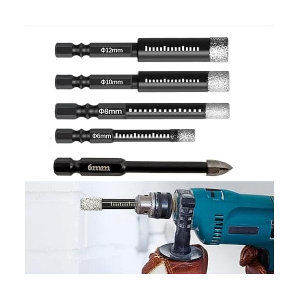 ブラック/-/-・高速穴あけダイヤモンドコアドリルは上質な材料から作られ、穴あけスピードを向上させ、作業時間を短縮します。ガラスやタイルに最適な穴あけ工具です。・耐久性抜群冷却用ワックスを含むドライドリルは水を必要としません。切削がスムーズ...