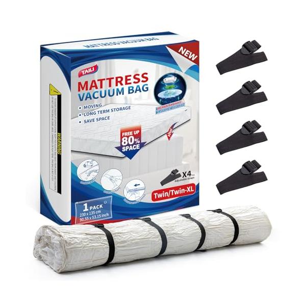 透明/S/-・Size:S・マットレスの持ち運びが簡単：小型のマットレス圧縮袋は230 CM × 135 CMのサイズでスモールシングルマットレスおよび標準シングルマットレスを収納することができます 。マットレスの輸送と保管には、マットレス...