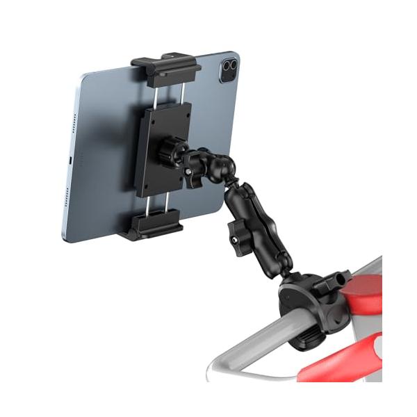 ブラック/-/-・Color:ブラック・多用途対応のタブレットホルダー本タブレットスタンドのクランプは幅1.5cm（0.59インチ）〜5cm（1.97インチ）まで調節可能で、マイクスタンドやスピンバイク、ランニングマシン、クロストレーナー、...