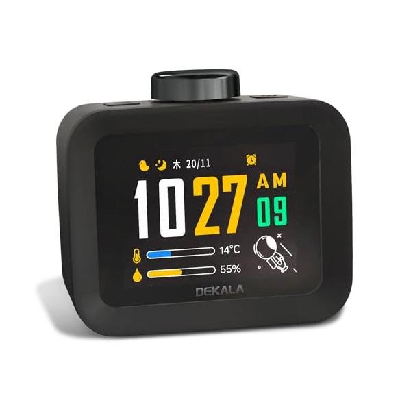 Dekala デジタル目覚まし時計 置き時計 大音量 2.9型カラーLCD 4アラーム設定 30種類のホワイトノイズ 操作が簡単 10種類の目覚