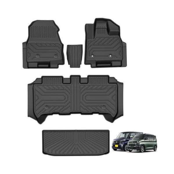Jiooy ニッサン 新型 ルークス 40系 フロアマット ミツビシ 新型デリカミニ 30系 フロアマット+セカンドマット+ラゲッジマット 5枚