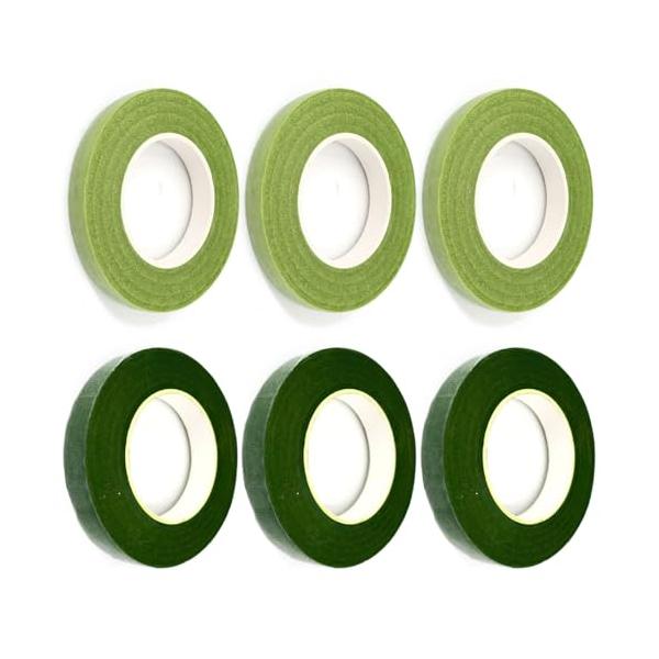 -/長さ約18m、幅1.2cm/-・1.セット内容：ダークグリーンx3、グラスグリーンx3・2.サイズ：巻き長さ約18m、幅1.2cm・3.クレープ状なので、良く伸びます。色ムラ、色落ちがありません。耐水性に優れています。・4.使い方：テー...