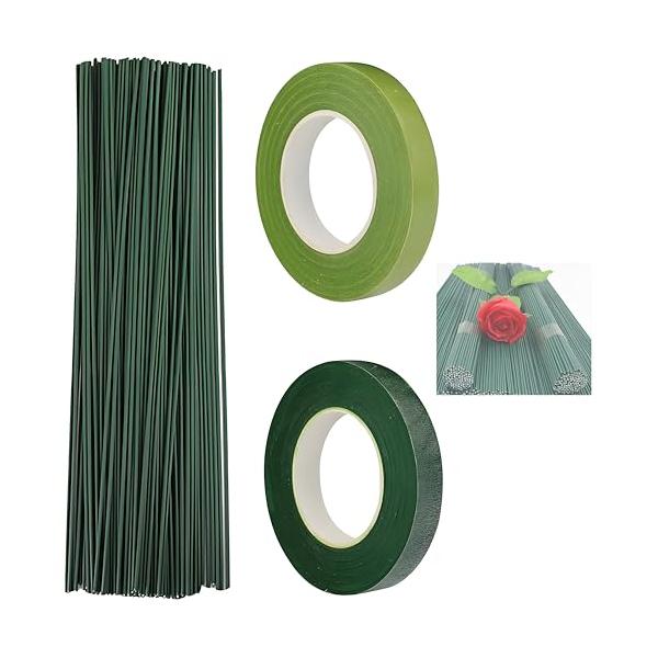 -/30cm x 1.2cm x 270cm/ZHSHXNGY-ZK033・1.パッケージ内容パッケージには、ダークグリーンのワイヤーフラワーロッド100本とフローラルテープ2巻が入っています。テープの色はダークグリーンとフルーツグリーンが...