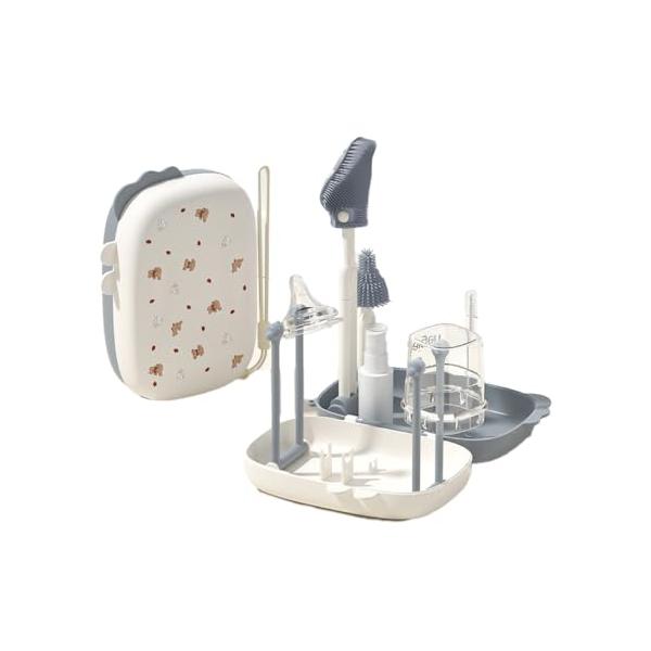 グレー/コンパクト/ikutano010・Color:グレー・外出先でもいつでも洗浄が叶う便利キット　育児中のママ、パパにおすすめのあったら助かるをギュッと一つに詰めました。スポンジのブラシはかさばるし衛生的に心配。洗った哺乳瓶の置き場って...