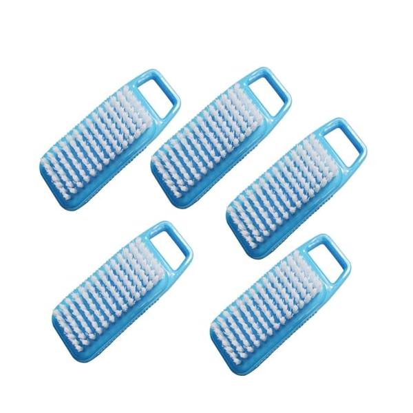 他サイト： オーエ 手洗いブラシ ブルー 5個セット 約縦11.2×横4.4×高さ3cm 爪ブラシ 汚れ かき落とす 手洗いしま専科の商品画像