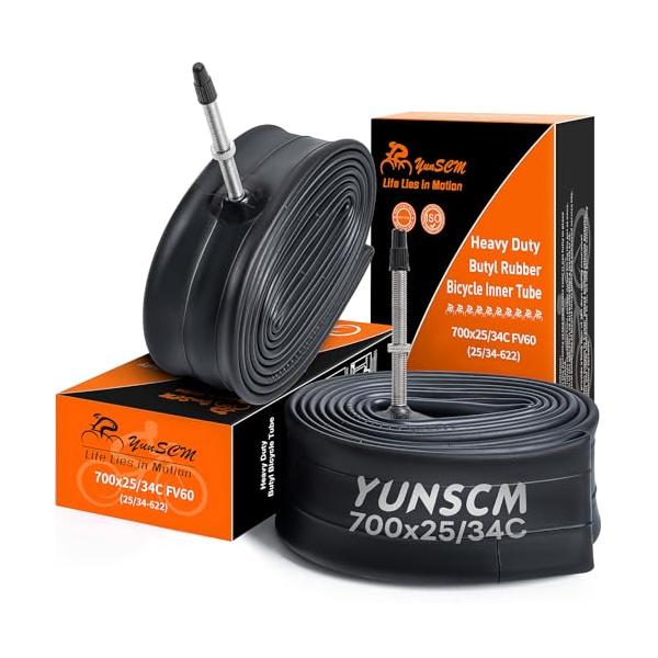 他サイト： YunSCM 2本700 28c チューブ 肉厚ロードバイク チューブ 700c 25c/28c/30c/32c仏式ロングバルブ60mm高リムのの商品画像