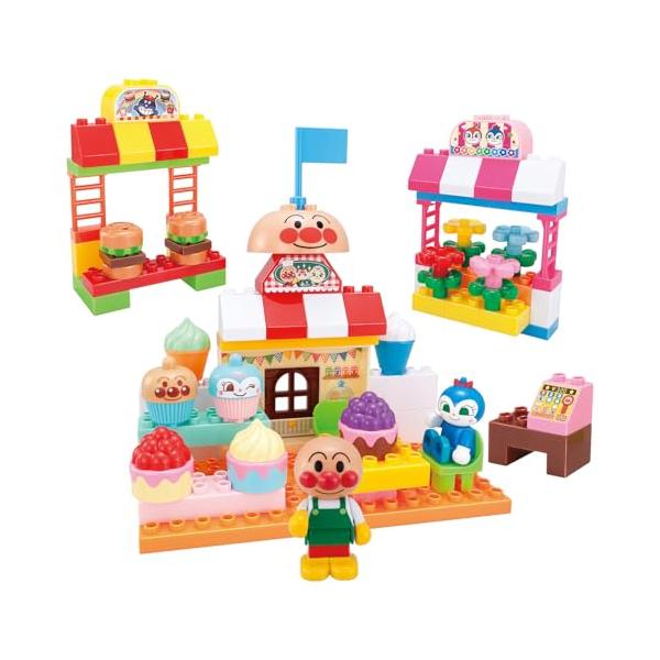 カラフルなおみせやさんブロックアンパンマンとカラフルなおみせやさんブロック/-/-・Cやなせたかし／フレーベル館・TMS・NTV・［カテゴリー］ブロックラボ・［使用電池］電池・不要・［対象年齢］3才〜