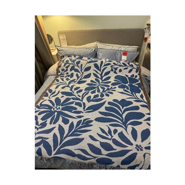 モダンマティス風のリーフ柄/130X160cm/1・ドッグパーク お手入れ簡単：洗濯機で簡単に洗えるため、いつでも清潔な状態を保つことができます。新たにモダンな雰囲気を演出します・おしゃれで多機能: ブランケットとしてだけでなく、ピクニック...