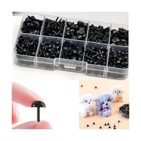 ブラック/小さい/-・高品質な素材このフック編み用の安全目は丁寧に加工され、滑らかな触り心地で耐久性があり、使いやすいため、手作りの体験を存分にお楽しみいただけます・多様なサイズ10種類のサイズセット： 目部品：3mm（200個）/4mm（...