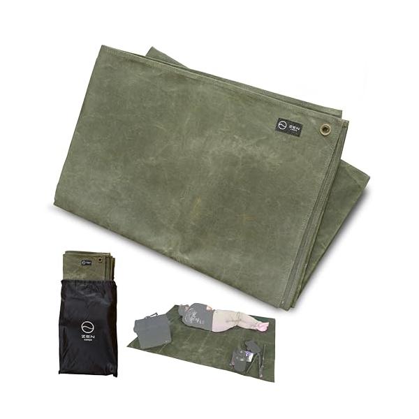 他サイト： ZEN Camps グランドシート テントシート 194cm*136cm 撥水 防水 パラフィン ロウ引き加工 帆布 無骨 キャンプ オリーブの商品画像