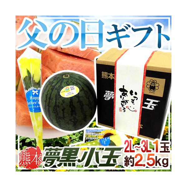 父の日ギフト ”夢黒小玉すいか” 秀・優品 1玉 約2.5kg バラ造花付き 産地化粧箱【予約 6月14〜21日お届け予定】 送料無料