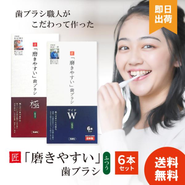 磨きやすい歯ブラシ 6本セット 歯科医院専用 まとめ買い やわらかめ ワイド 薄型 先細毛 ふつう 田辺重吉考案