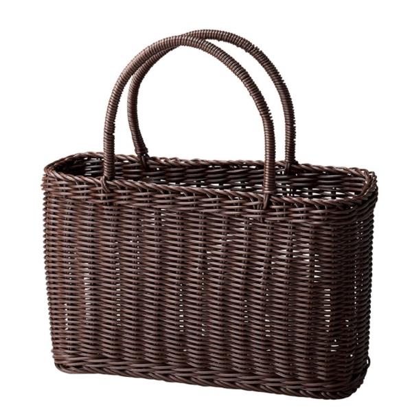 【新品未使用】カゴ風バッグ　ダークブラウン