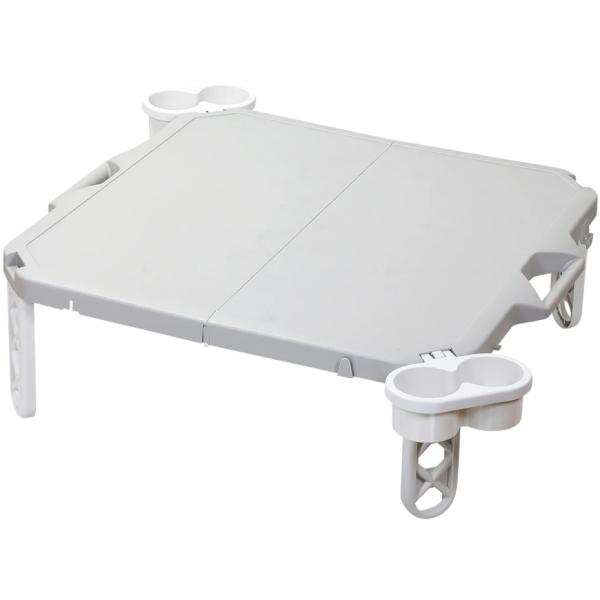 【コップや缶が入るドリンクホルダー付きです。】【同商品2台連結で、長テーブルにできます。】【安心安全の日本製です。】