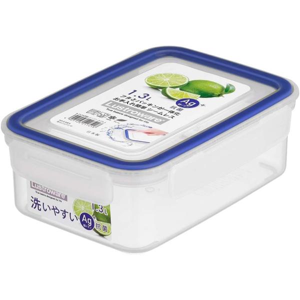 他サイト： （まとめ買い！運賃別）岩崎工業 Lustroware(ラストロウェア)イージーケア 保存容器 シール容器 1.3L A-2174 4点ロック Ag+抗菌 BN ブルーの商品画像