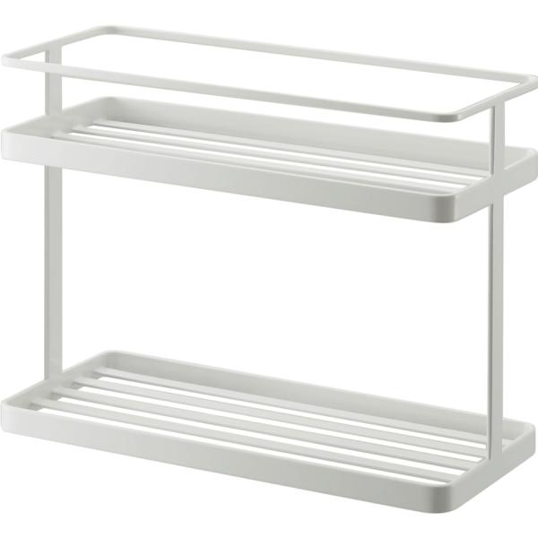 【スリムなサイズでたっぷり収納できる。】【安心の滑り止め付き！】【上段は落下防止の柵がついてます。】