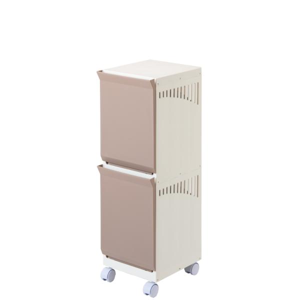 【幅22cmスリムサイズ2段。】【バスケットは本体から取り外し可能。】【キャスター付きなので、移動もらくらく。】