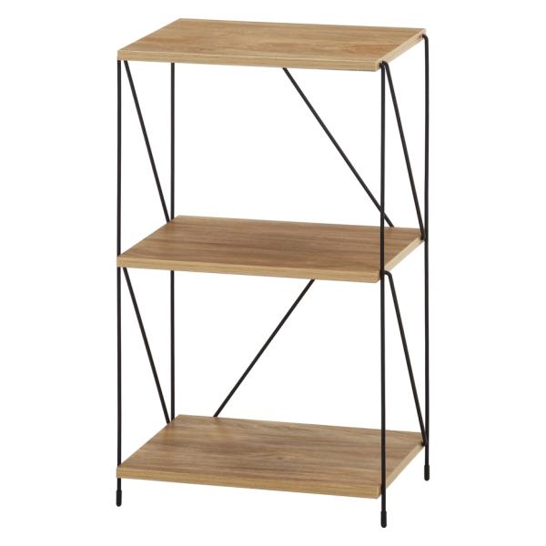 【斜めに付けるスチールはお好みの位置に付けられます】【背面がないのでお部屋部に圧迫感を感じさせません】【棚板の穴にワイヤーフレームを差し込むだけの簡単組立】【ソファー横などに置けばサイドテーブルとしても使用できます】