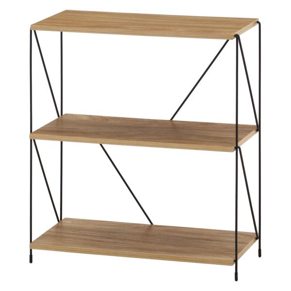 【斜めに付けるスチールはお好みの位置に付けられます】【背面がないのでお部屋部に圧迫感を感じさせません】【棚板の穴にワイヤーフレームを差し込むだけの簡単組立】【ソファー横などに置けばサイドテーブルとしても使用できます】