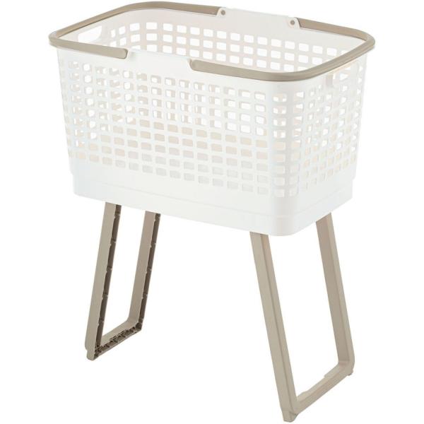 イマン　ホワイトバスケット 藤栄 CURVER ニット ラウンドバスケット 3L ホワイト 2P 洗濯かご