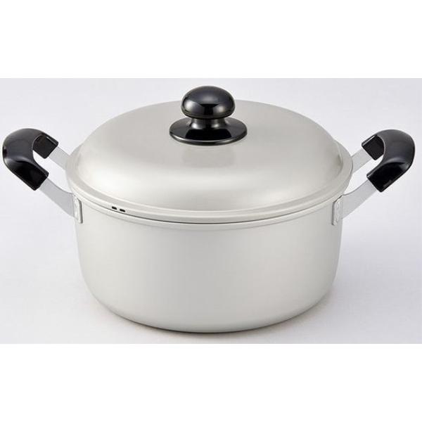 北陸アルミニウム シルビー 両手鍋 22cm (ガス火専用 アルマイト加工