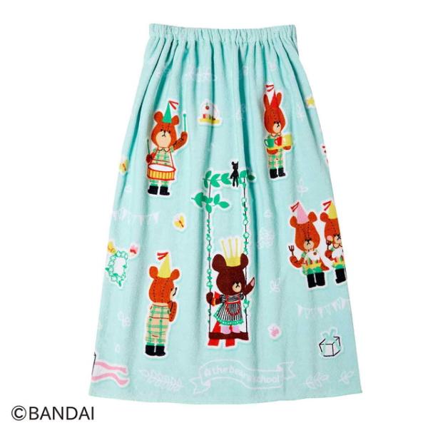 ★くまのがっこう コラージュジャッキー 80cm丈 巻きタオル 80×110cm お風呂上がり 水泳 プール ゴム 着替え 入学 入園 小学校 ラップタオル お風呂