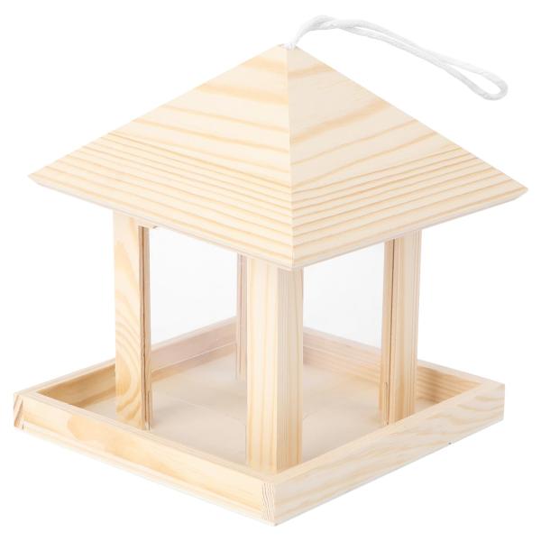 LEDMOMO 木製吊り下げバードフィーダー 鳥の餌箱 屋外用 野鳥の餌台 庭の鳥の餌容器 7.5X5.5X5.5インチ 小鳥用フィーダー