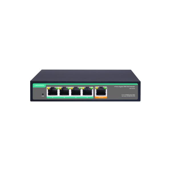 LINOVISION 4ポート POE エクステンダー ギガビット、最大90W入力、1 入力 4 出力のPOE リピーター、IEEE802.3af/a