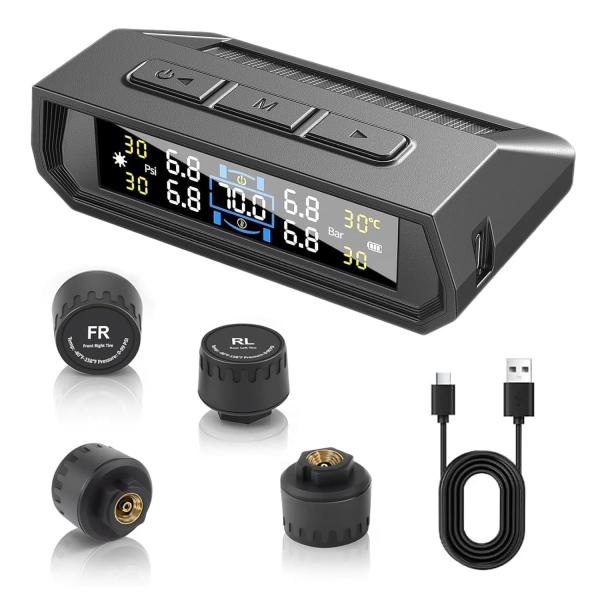 Stynxro タイヤ空気圧センサー TPMS 空気圧センサー 車 日本語音声アラーム音 振動感知 圧力温度 リアルタイム監視 5つのアラームモード