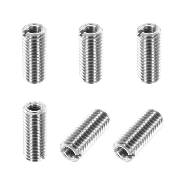 PATIKIL インサートナット 6個 ネジ変換アダプター 内径M5x0.8 外径M8x1.25 長さ20mm 303ステンレス鋼 一行溝 埋め込みナ