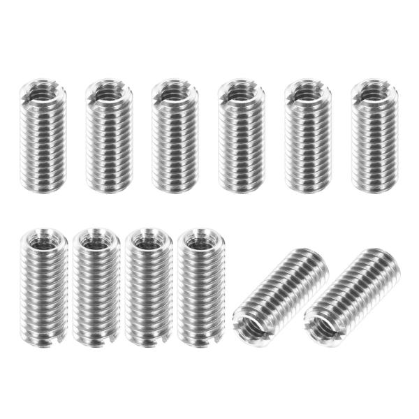 PATIKIL インサートナット 12個 ネジ変換アダプター 内径M4x0.7 外径M6x1 長さ15mm 303ステンレス鋼 一行溝 埋め込みナット