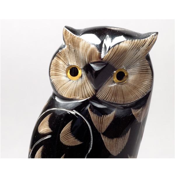 フクロウ置物 ふくろう置物 水牛角 ふくろう : 暮らしプラス - 通販