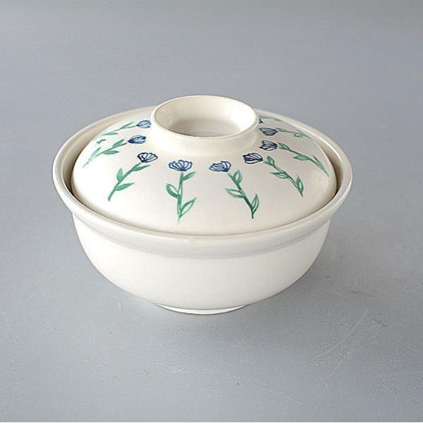 蓋つき煮物椀 5個セット 青色 花柄 青色花柄 蓋つき煮物椀 5個セット