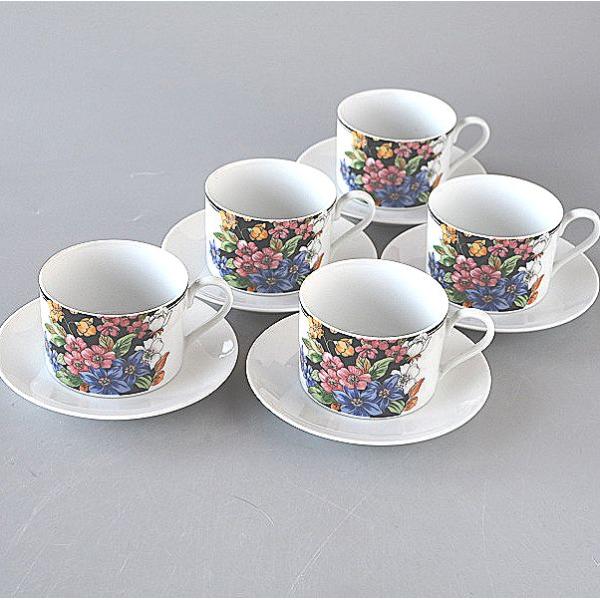 コーヒーカップ＆ソーサー 5客 MIKASA 豪華な花々