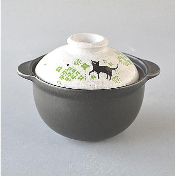土鍋 一人鍋 ミニ土鍋 黒猫 直火可 １合のご飯炊き