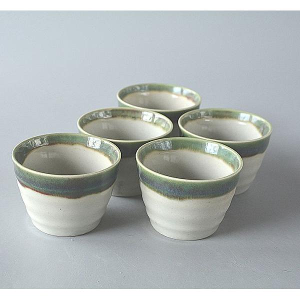 蕎麦猪口 そばつゆ入れ 緑縁 5個セット