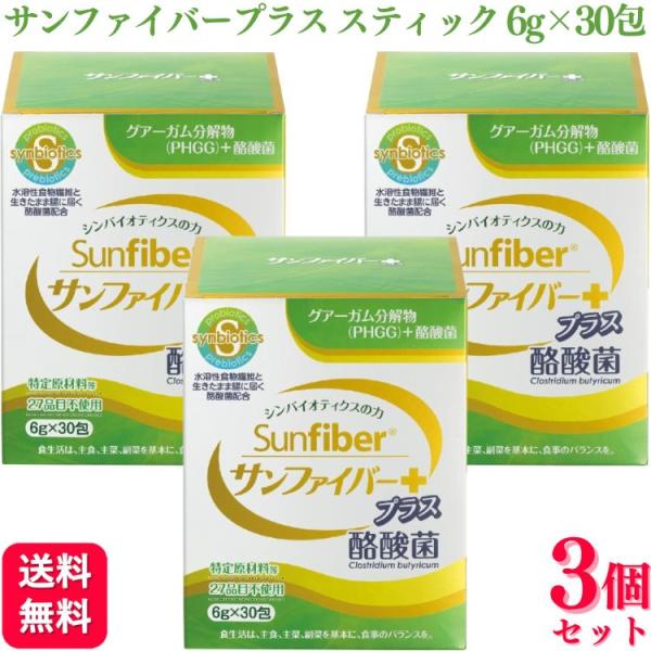 3個セット タイヨーラボ サンファイバープラス スティック 6g×30包 食物繊維 腸内フローラ 善玉菌