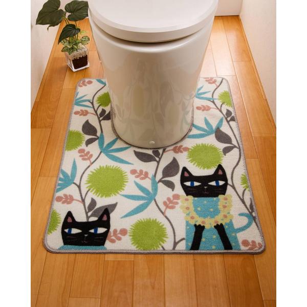 【トイレマット 黒猫のチャロ】【M】【60x80cm】ちょっぴり愛くるしい猫。