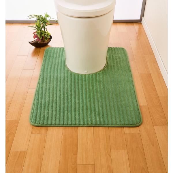 コーデュロイ調トイレマット　起毛生地　触りたくなるほどの触り心地　グリーン　ロングサイズ　80X60