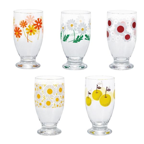 アデリアレトロ ガラスコップ 台つき プリントグラス 335ml 石塚硝子(ADERIA)