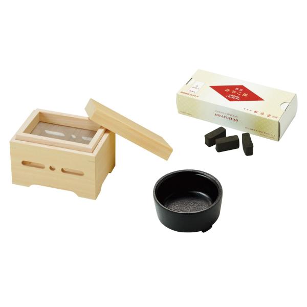 焼き海苔三点セット（小） （焼きのり箱（小）+専用火皿+専用みやこ炭） ヤマコー