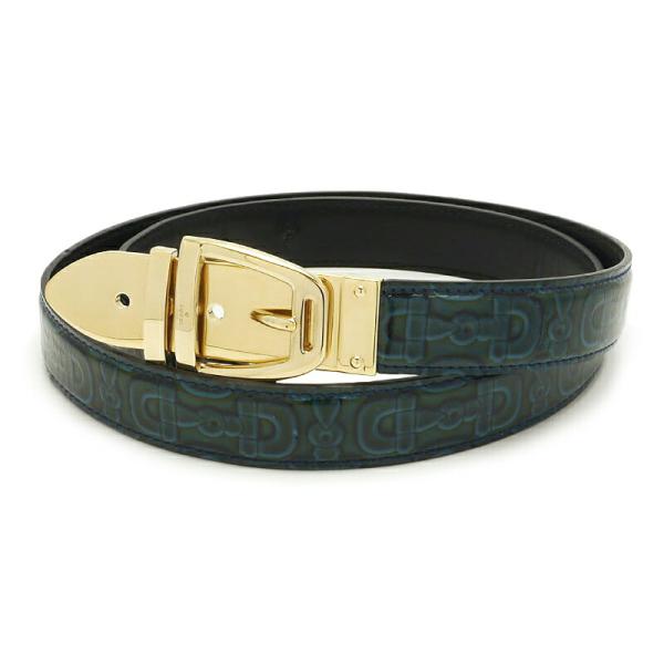 GUCCI グッチ レザーベルト レディース サイズ85/34 パテント グリーン 