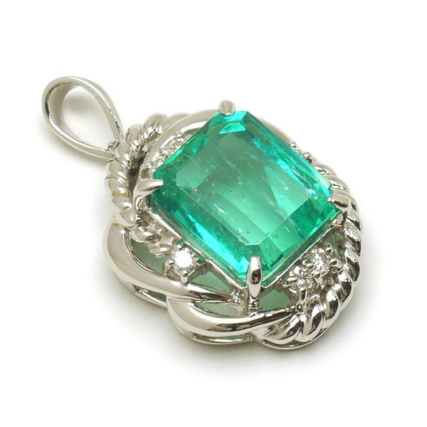 エメラルドダイヤモンドペンダントトップ PT900・エメ5.03ct・ダイヤ
