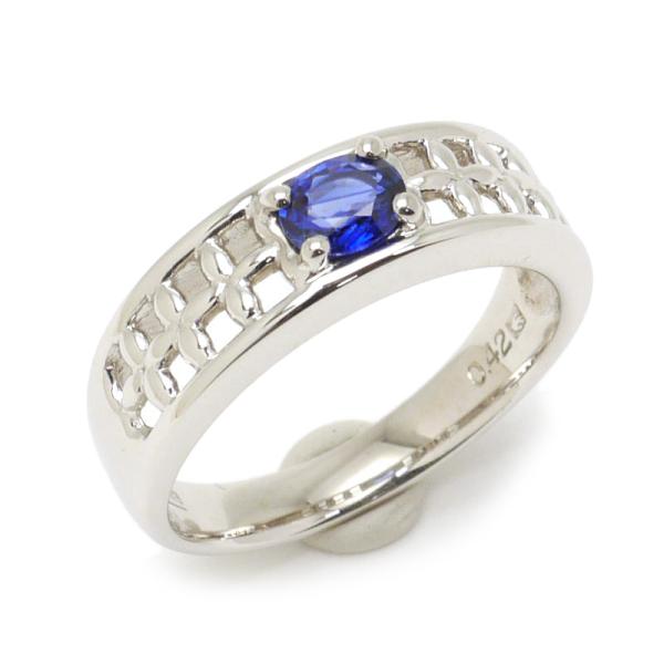 サファイアリング #11.5 約11.5号 K18WG・ブルーサファイア0.42ct