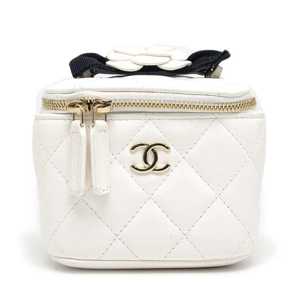 シャネル ミニチェーンバニティバッグ マトラッセ ホワイト系 ゴールド金具 シャネル CHANEL マトラッセチェーバニティバッグ ホワイト ゴールド
