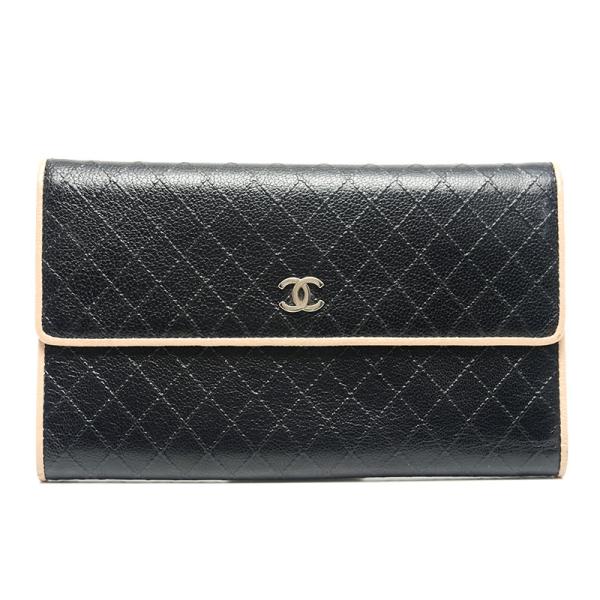 CHANEL（シャネル） CHANEL 3つ折り長財布 ビコローレ ブラック レザー