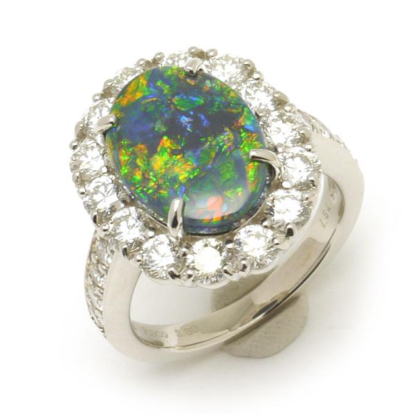 も*ん様 最高級品PT900オパール1.74ct！ダイヤ0.13ctリング300 最高級ボルダーオパールダイヤモンドリング pt900 total5.86ct