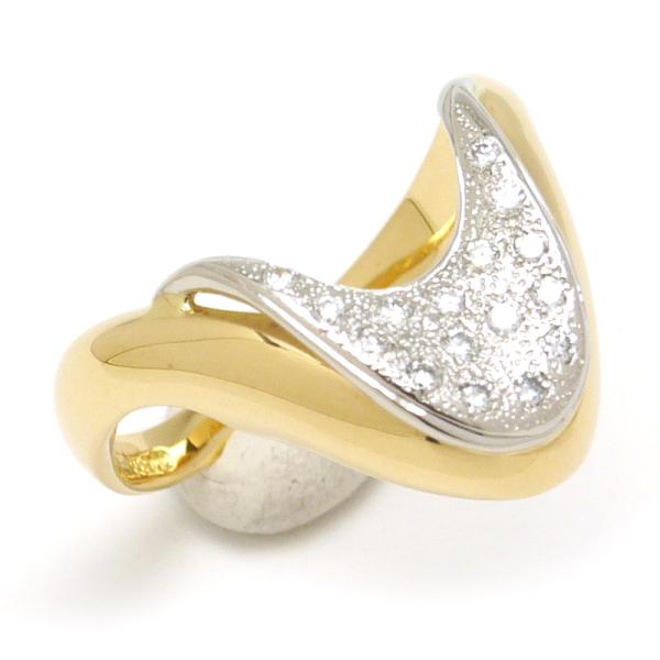 ダイヤモンドリング #17 約17号 K18YG・PT900・ダイヤ0.18ct コンビ V