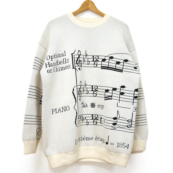 ルイヴィトン 音符 楽譜 ニット L相当 オーバーサイズ 広尾店】極美品 ルイヴィトン Louis Vuitton 19AW 音符柄ニット
